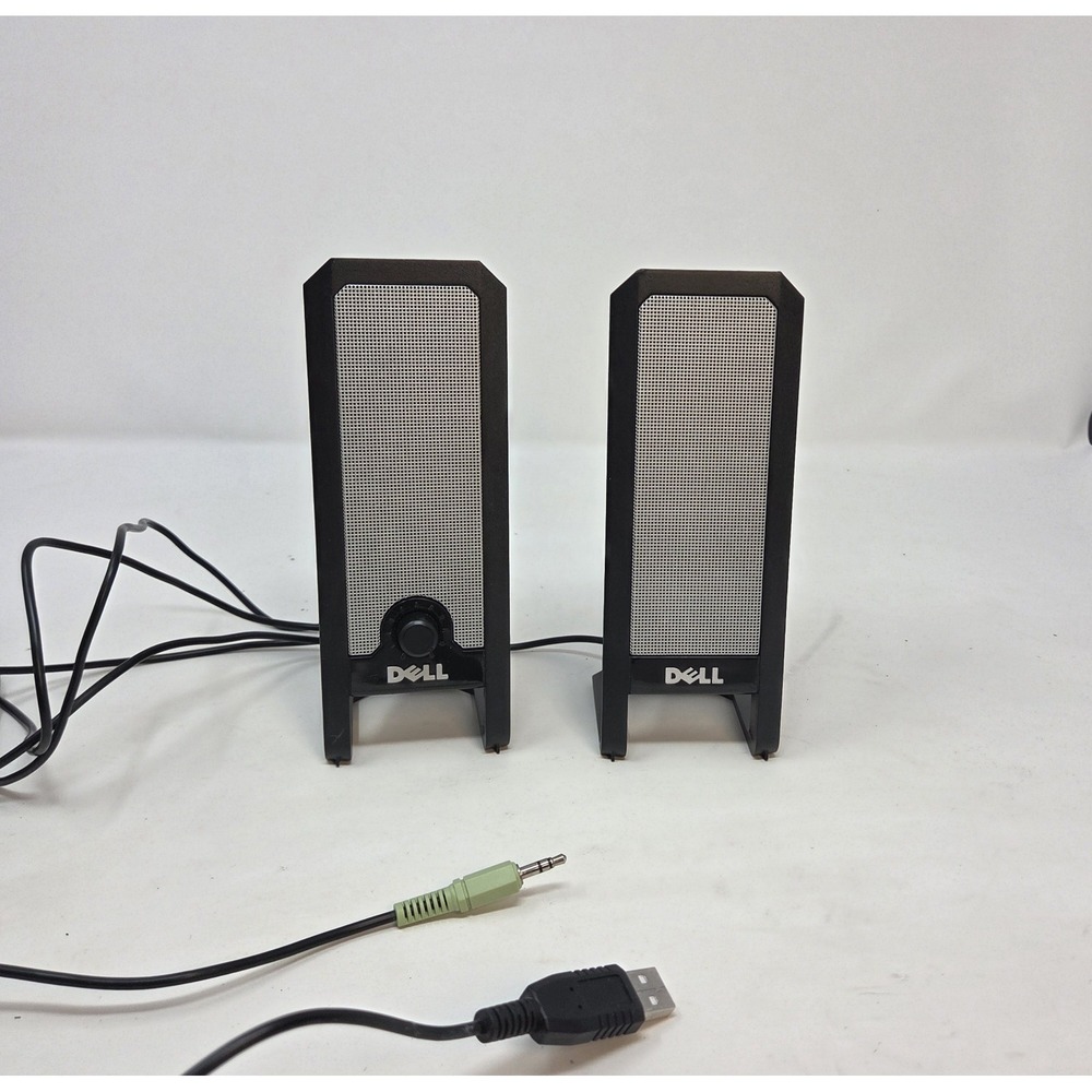 Dell A225 USB Powered Computer Speakers 0CJ378 Pair Volume Control 3.5mm Tested